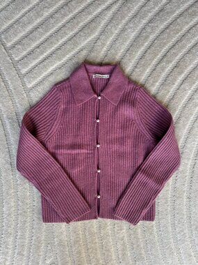 Abercrombie & Fitch Pink Collared Cardigan with Pearl Buttons, Size S
